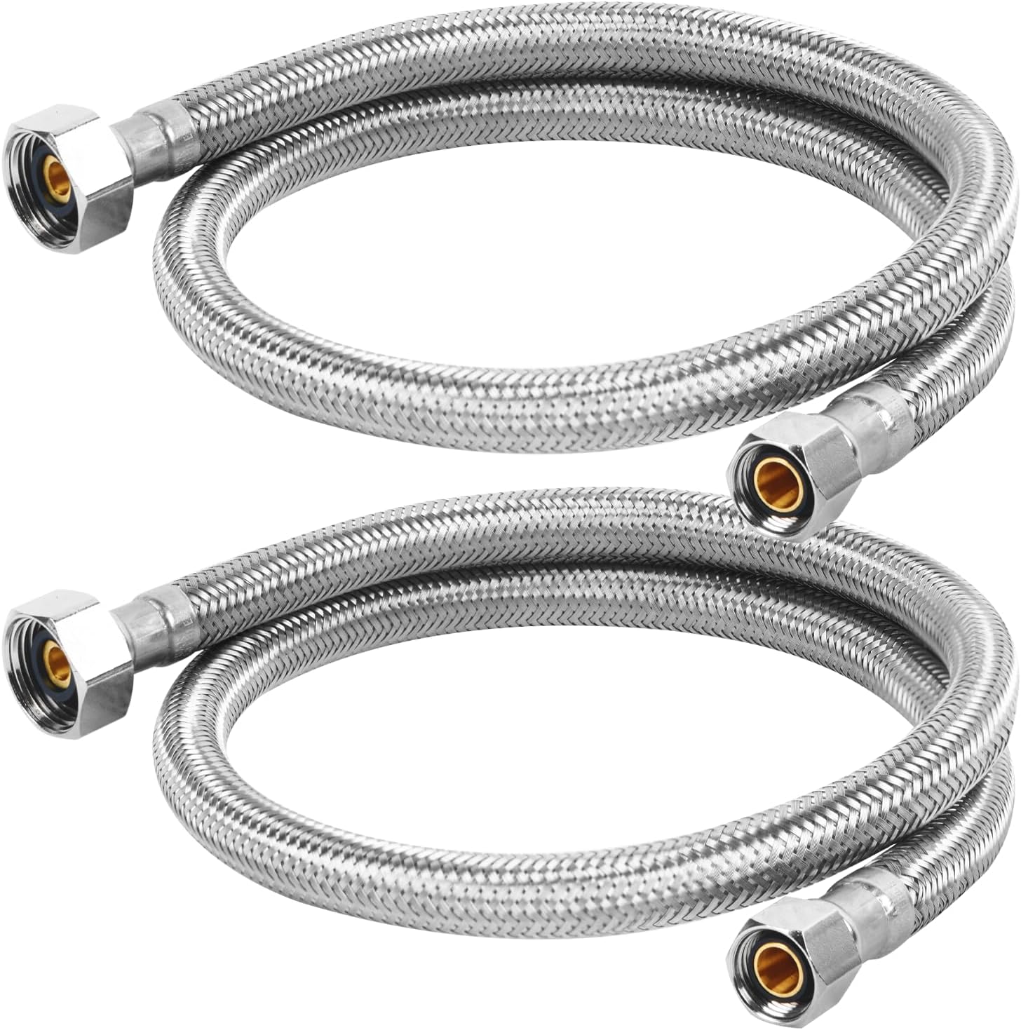 30" Faucet Supply Line, 3/8" Comp x 1/2" FIP Stainless Steel Kitchen Faucet Hose Connector, For Common & Medium-sized Residence with Moderate Distance (2-Pack)