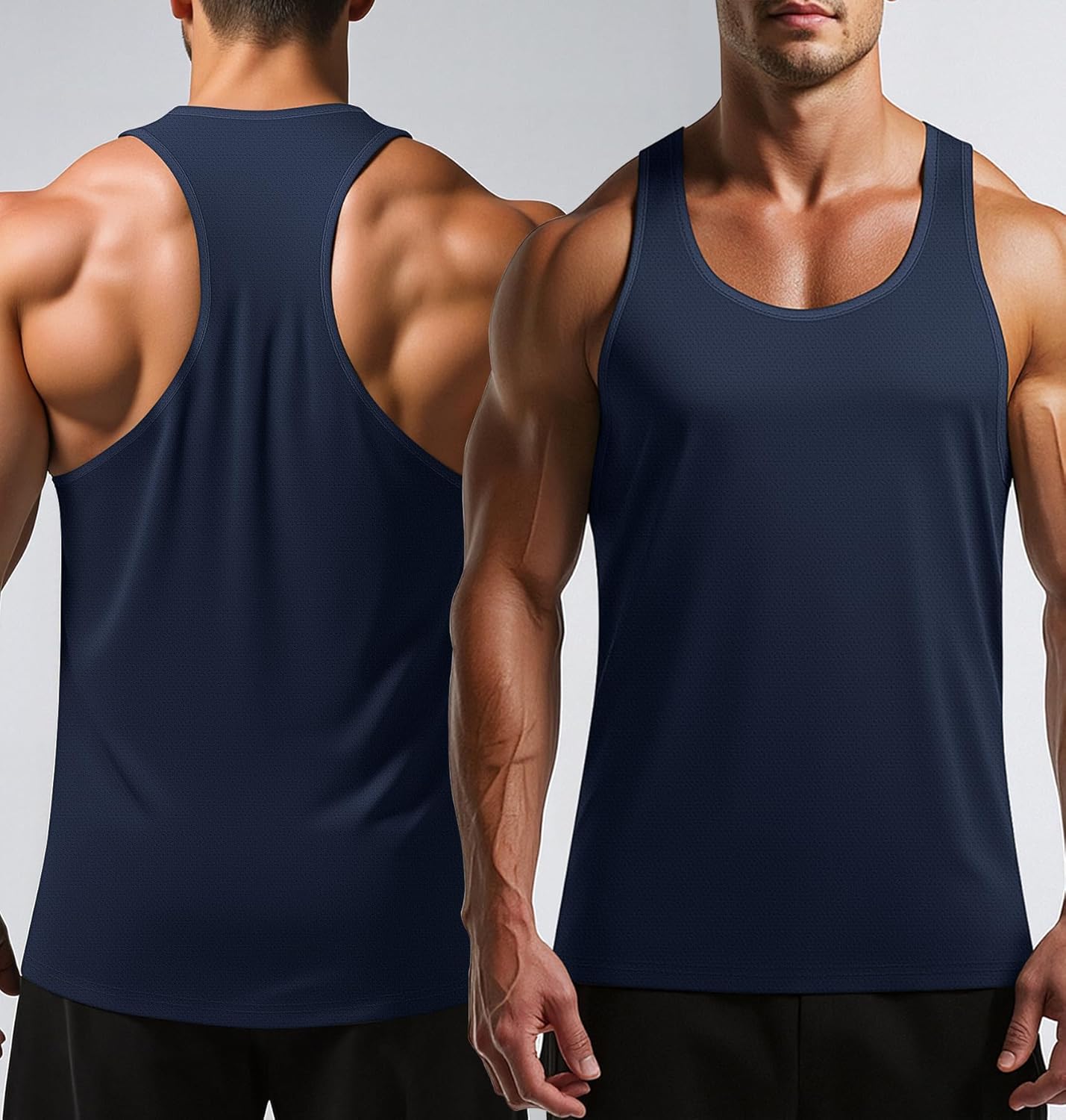 Tank Tops Men Y-Back Muscle 3 Pack Dry Fit Sleeveless Workout Tank Tops for Men Mesh Material Running Gym - Image 3