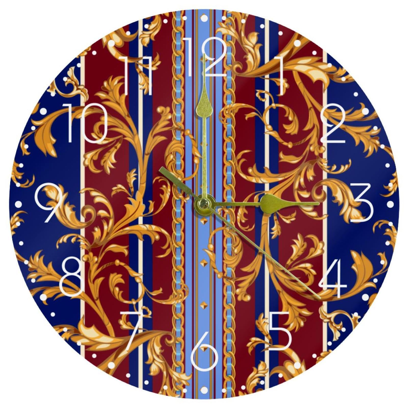 Horloge murale feuilles de Chine déco silencieuse pour cuisine et salon