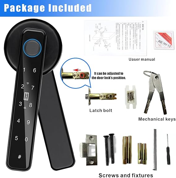 Smart Door Lock, 5-in-1 Fingerprint Door Lock, Automatic Smart Door Handle with APP Control/Fingerprint/IC Cards/Password/Backup Keys, Electronic Digital Locks Door Knob for Home Bedroom Hotel Office