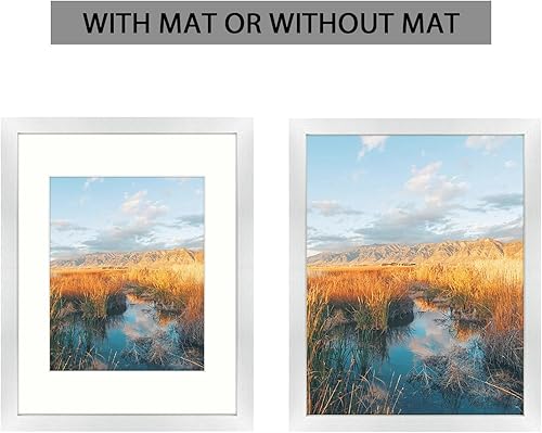 Miniatura 2 de Golden State Art, Portarretratos plateado de 11 x 14 pulgadas con paspartú marfil para mostrar fotos de 8 x 10 pulgadas, cristal real (paquete de 4)