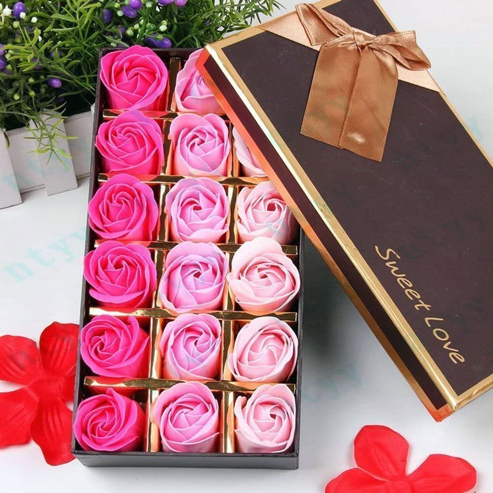 Coffret Savon Femme Cadeau Rose Femme - Ours Et Fleurs Savon - Saint-Valentin Anniversaire Fête Mères Rose éternelle