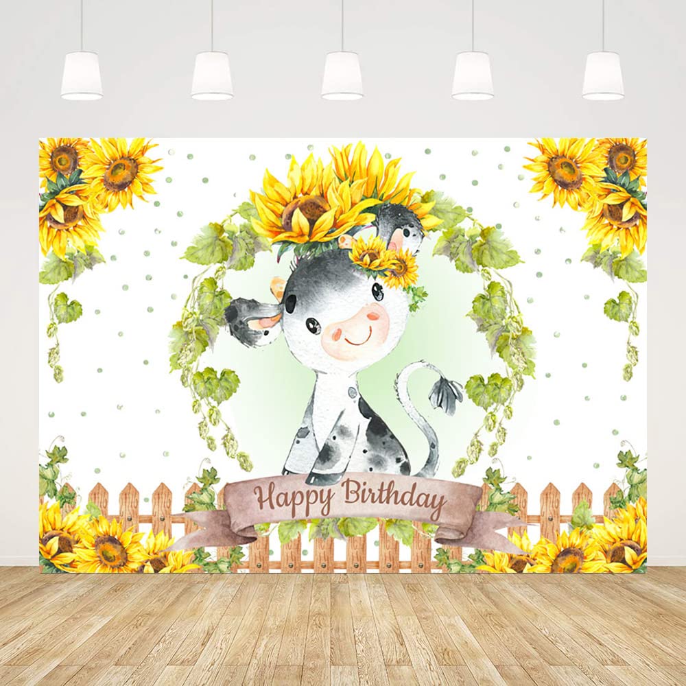 Cow Baby Shower Backdrop Banner Blue Baby Shower Decorations For Boy...