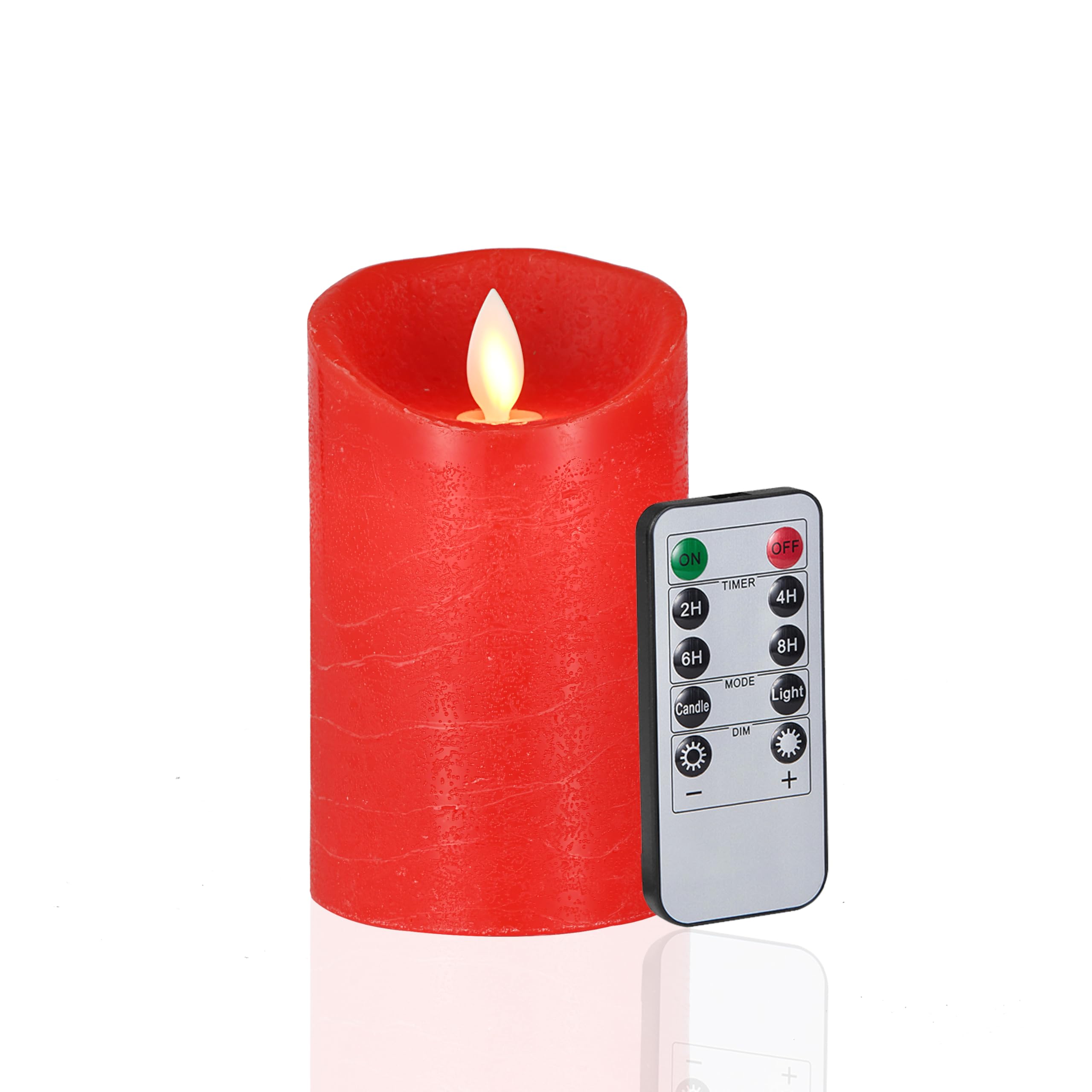 FiiMoo LED Vela, Velas Rojo Sin Llama, Velas de a Pilas, Velas LED Efecto Llama, Cera Real, LED Velas con Mando a Distancia y Temporizador, Para Navidad, Pascua, Fiestas Decoraciones-10cm