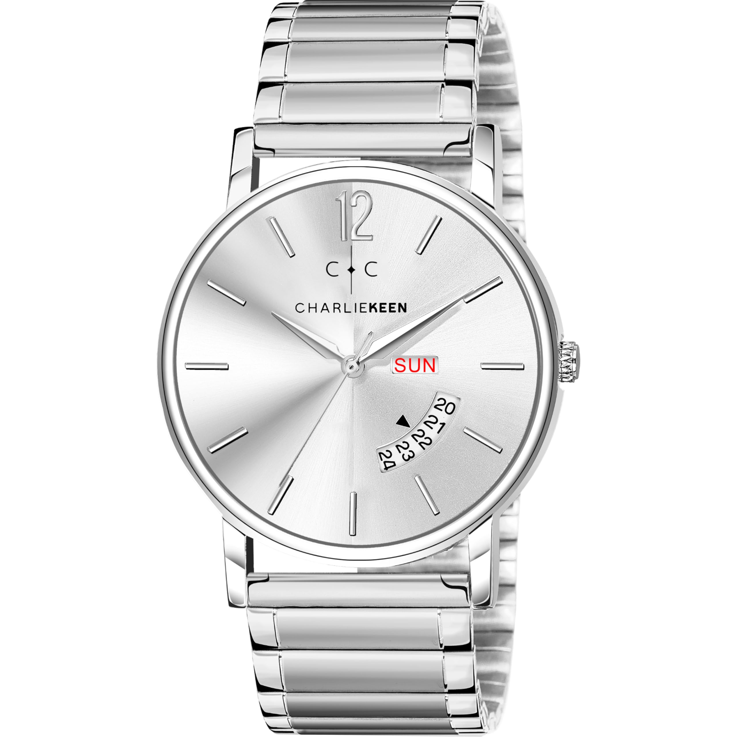 CHARLIEKEEN Analogue Watch for Men, Day and Date Display, Stainless Steel Bracelet, 38mm Case Diameter (Blue) (B0DDHBNWH8) Amazon Price History, Amazon Price Tracker