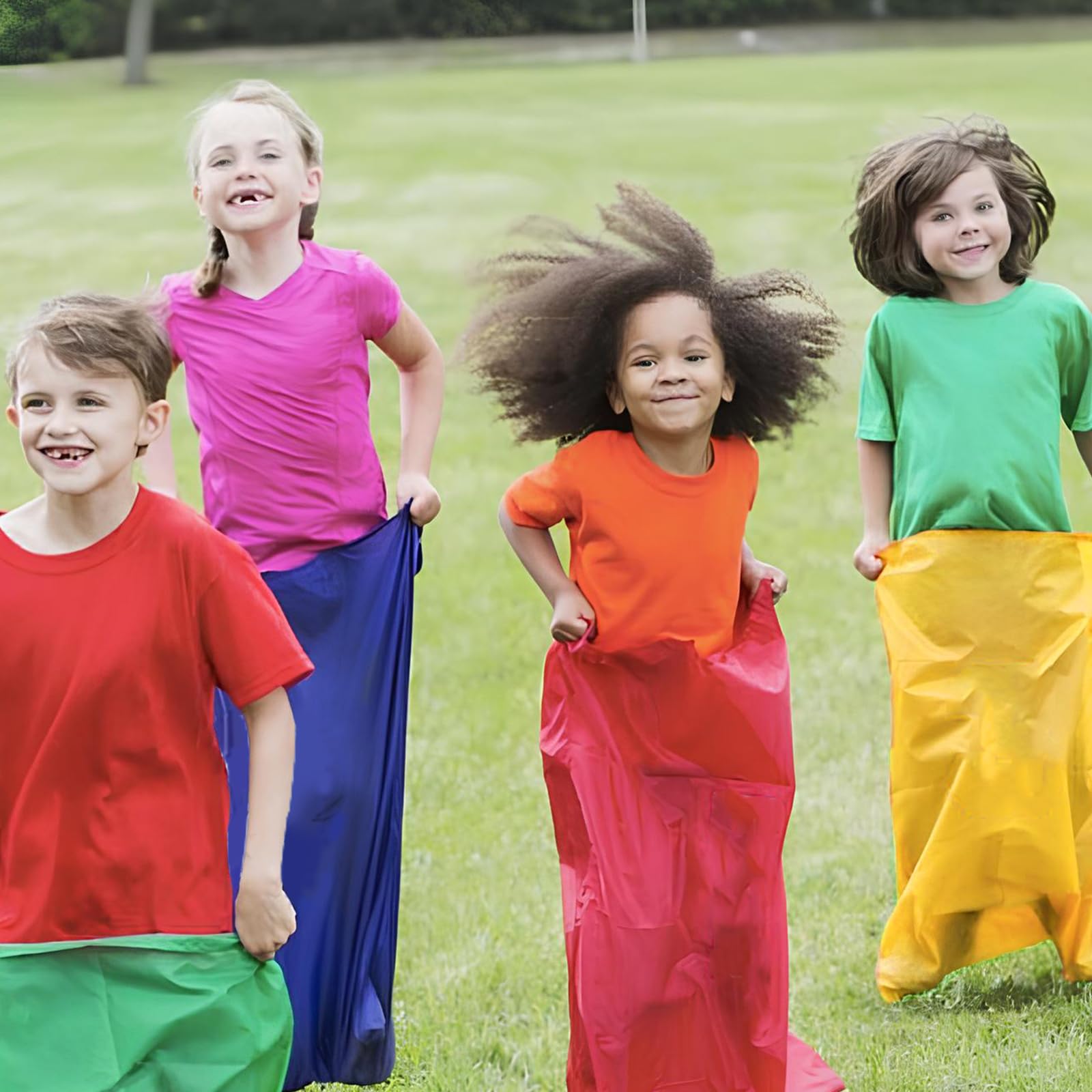 Wowagoga Potato Sack Race Bags 28x40'', Colorful Jumping Pocket Adult Sense Sports Game Equipment Party Accessory for Field Day,Outdoor Picnic Party(Set of 4) - Image 6