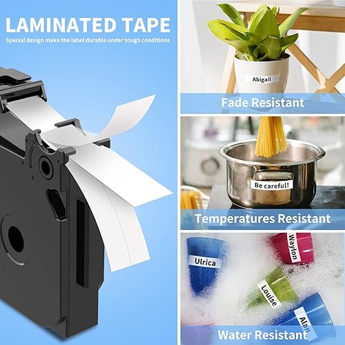 Miniatura 3 de Markurlife Paquete de 10 cintas de etiquetas compatibles con Brother Ptouch de 0.47 pulgadas TZe-231 TZ231 TZe231 TZe TZ 0.47 laminado blanco para
