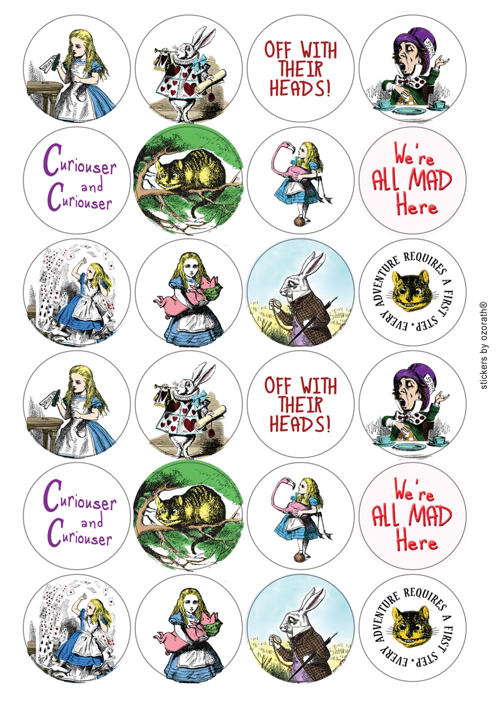 Ozorath Alice in Wonderland Various Matt Paper Stickers