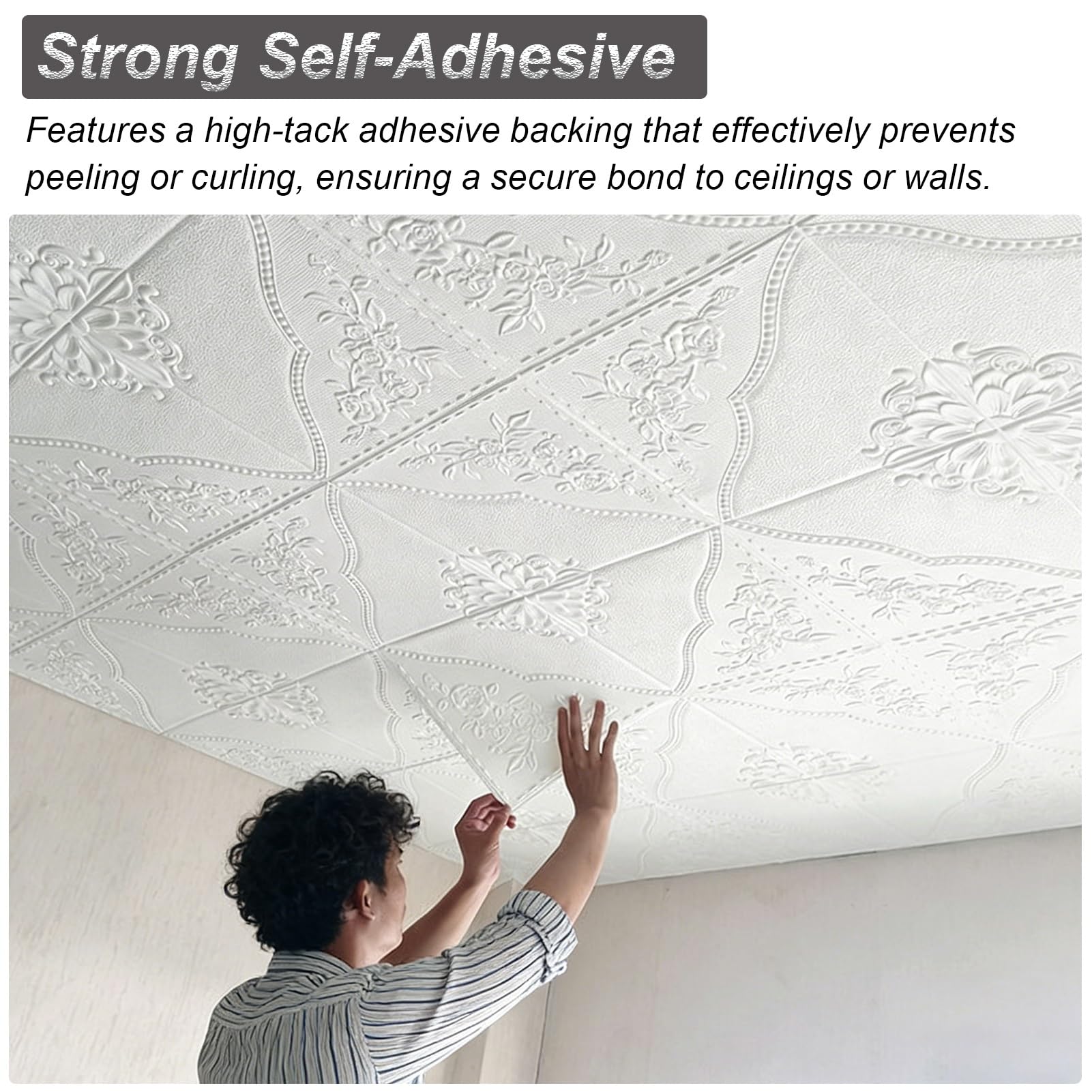 Paneles Decorativos Baldosas de Techo 3D Autoadhesivas, Papel Tapiz Decorativo de Espuma para Techos con Diseño Floral, Paneles Pared Autoadhesivos Salpicaderos.(Style F,25 pcs (Cover 12.25 m²))