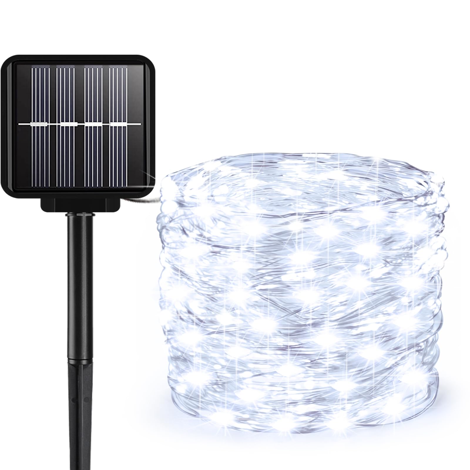 ALENEY Solar String Lights Outdoor, 66 Feet 200 LEDs 8 Modes Solar Fairy Lights for Outside, Waterproof Outdoor Light for Patio Yard Christmas Tree Halloween Wedding Party Decorations, Cool White