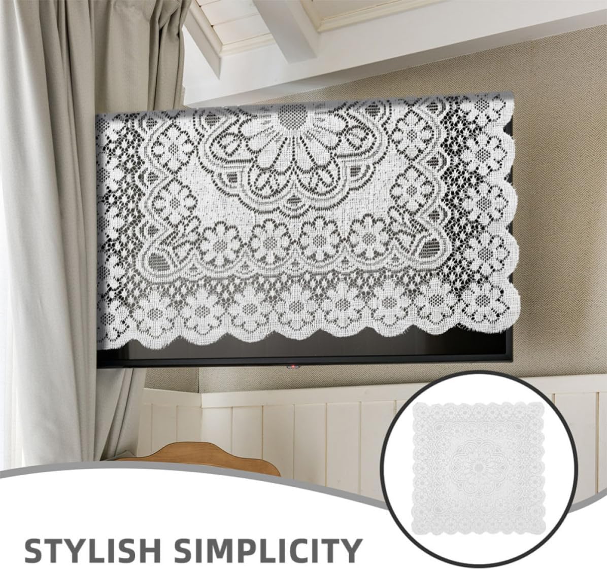White Lace Appliance Cover Dust Protector for Kitchen and Home Use
