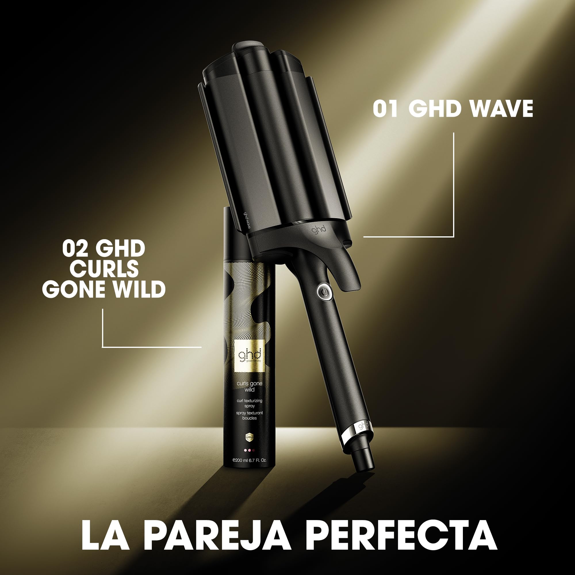 ghd Triple Wave - Tenacilla Profesional con Tres Cilindros Ergonómicos de 32mm, Ondas Surferas y Duraderas - Para Todo Tipo de Cabello - (Enchufe Europeo)