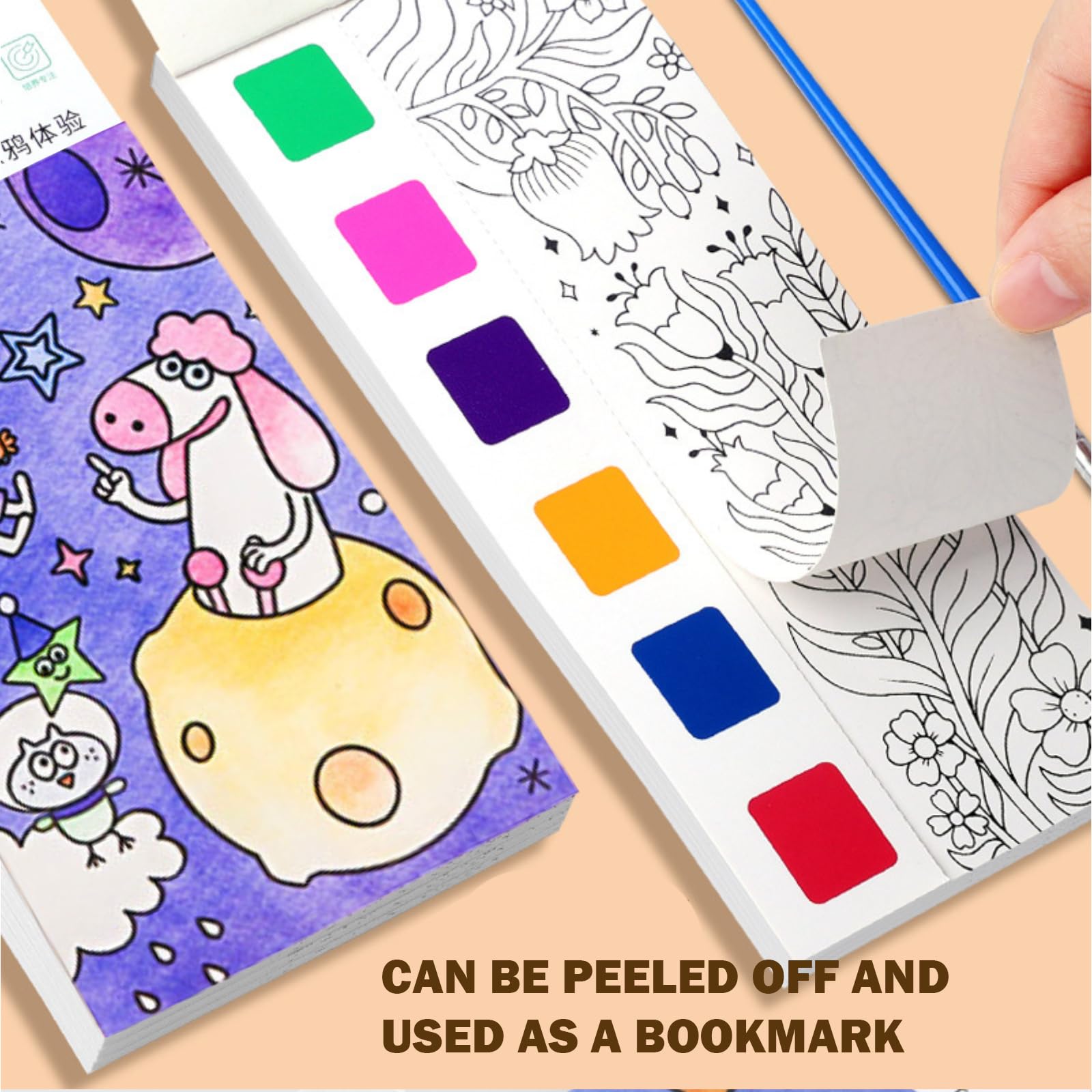 Livre Peinture Aquarelle avec Pinceau Réservoir D'eau, Livre Coloriage Enfant A5 72 Pages