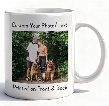 Personalized Coffee Mug, Custom Mugs with Pictures Text and Logo, 11 oz Coffee Mug, Personalized Gifts for Birthday Christmas for Men Women, Tazas Personalizadas