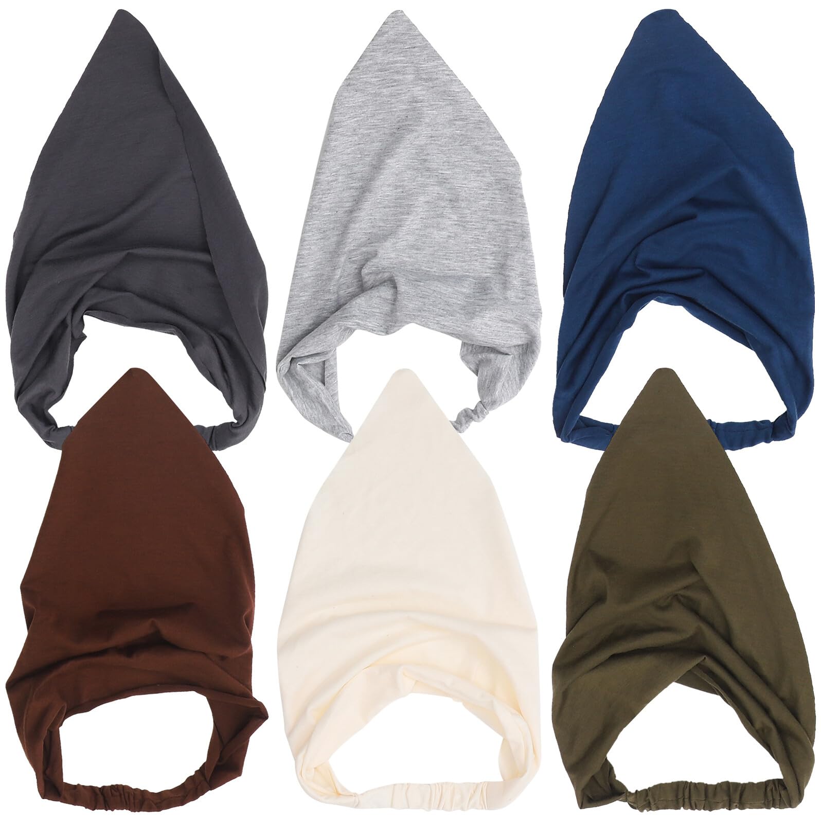 6 pièces Bandanas Triangle Élastiques pour Femmes Foulards Cheveux Grandes Accessoires Mode Boho Couleurs Unies Variées Confortables et Antidérapants Lot pour Usage Quotidien et