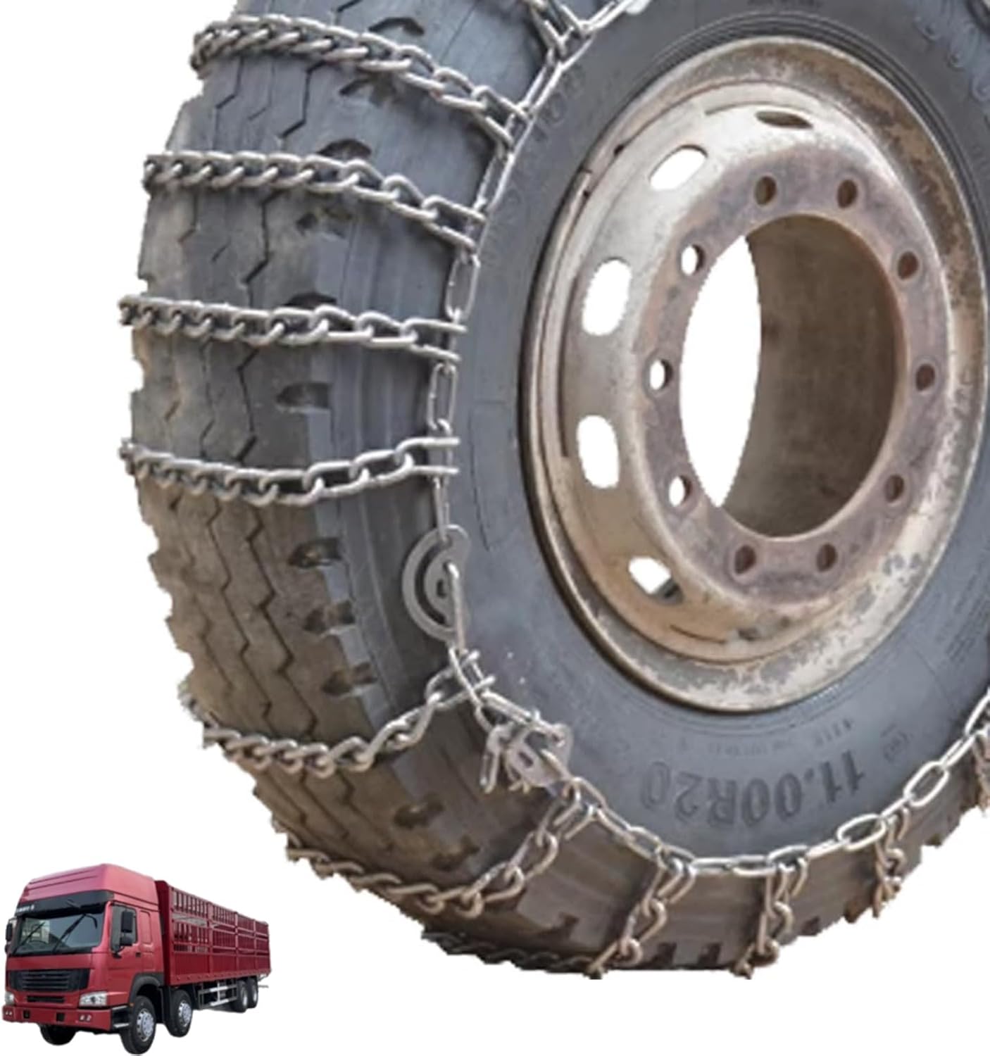 9mm Set of 2 Heavy Duty Snow Chains for Suvs and Cars Skid Traction Chains High Strength Manganese Emergency Use for Tire Reliable in Icy road 205/75R17.5 2pcs 7.00-16