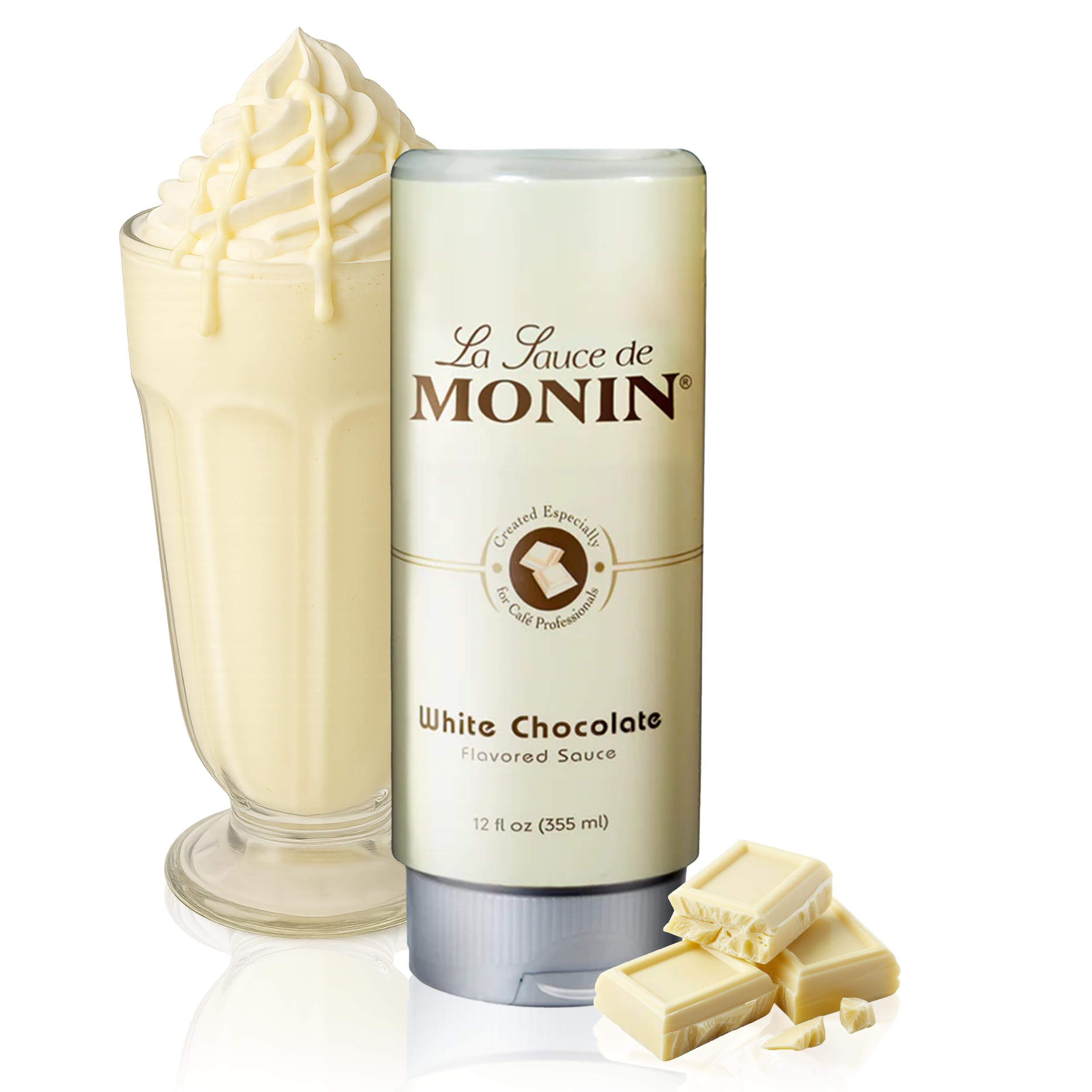 Monin Gourmet White Chocolate Sauce, 12 oz Squeeze Bottle by Monin