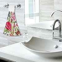 Vista 5 de Kitchen Towels with Hanging Loop, Soft Quick Dry Kids Kitchen Rags, 18.2 x 14 Inch, Set of 2, Botanical Roses Butterflies Retro
