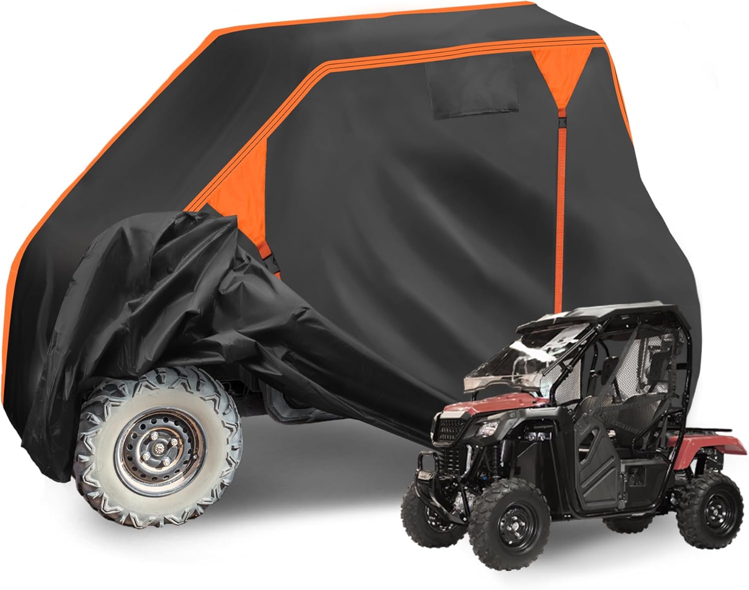 X AUTOHAUX UTV Cover for Honda Pioneer-520 Waterproof Side by Side Cover Outdoor Sun Rain Storage Protection 210D-PU Black 272x127x180cm/107.09x50x70.87in