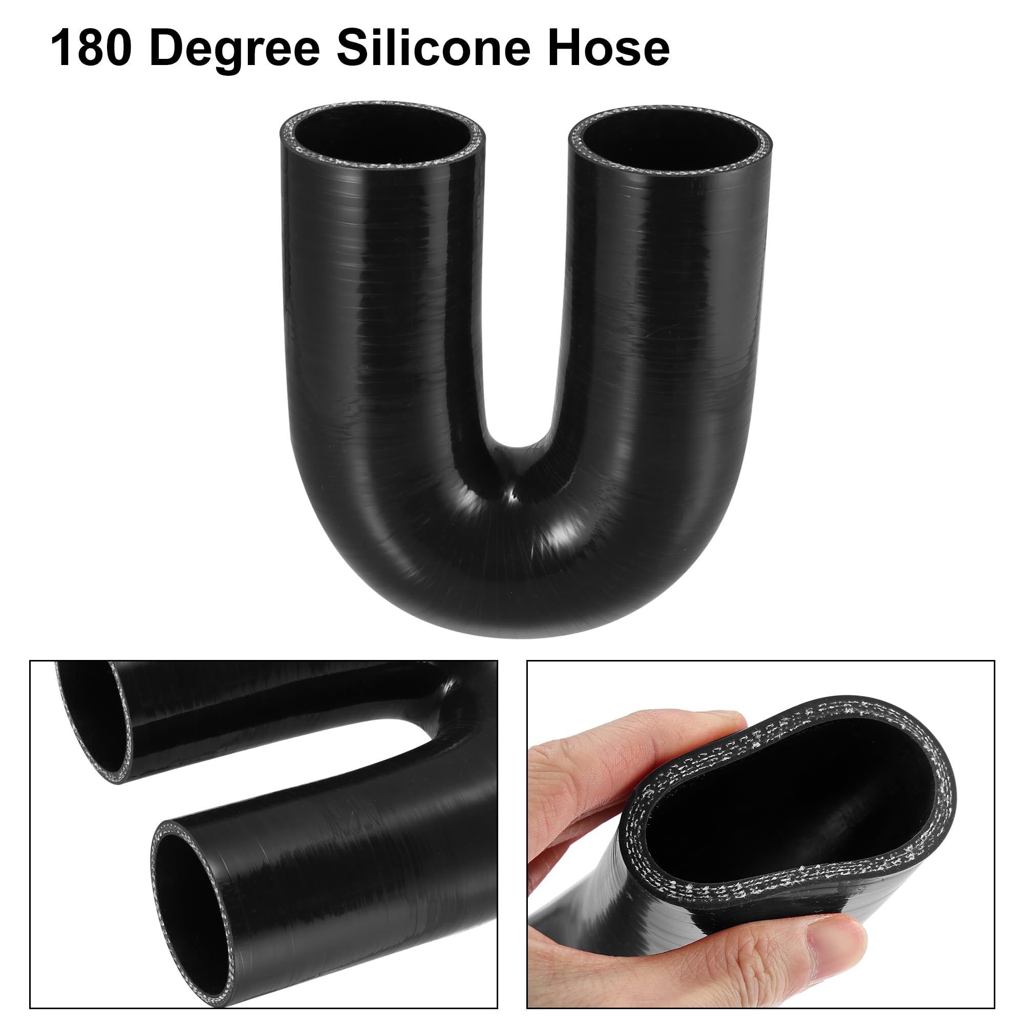 X AUTOHAUX 57mm 2.25" ID 180 grados silicona reductor manguera tubo negro para coche