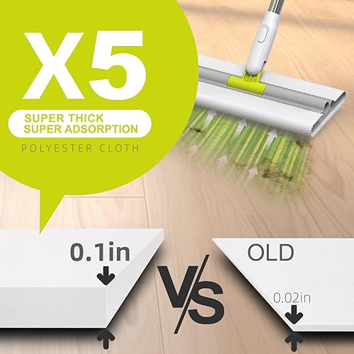 Miniatura 7 de Trapeador de polvo para limpieza de suelos, microfibra para madera dura, laminado, azulejos, mango de acero inoxidable, reutilizable, uso seco y