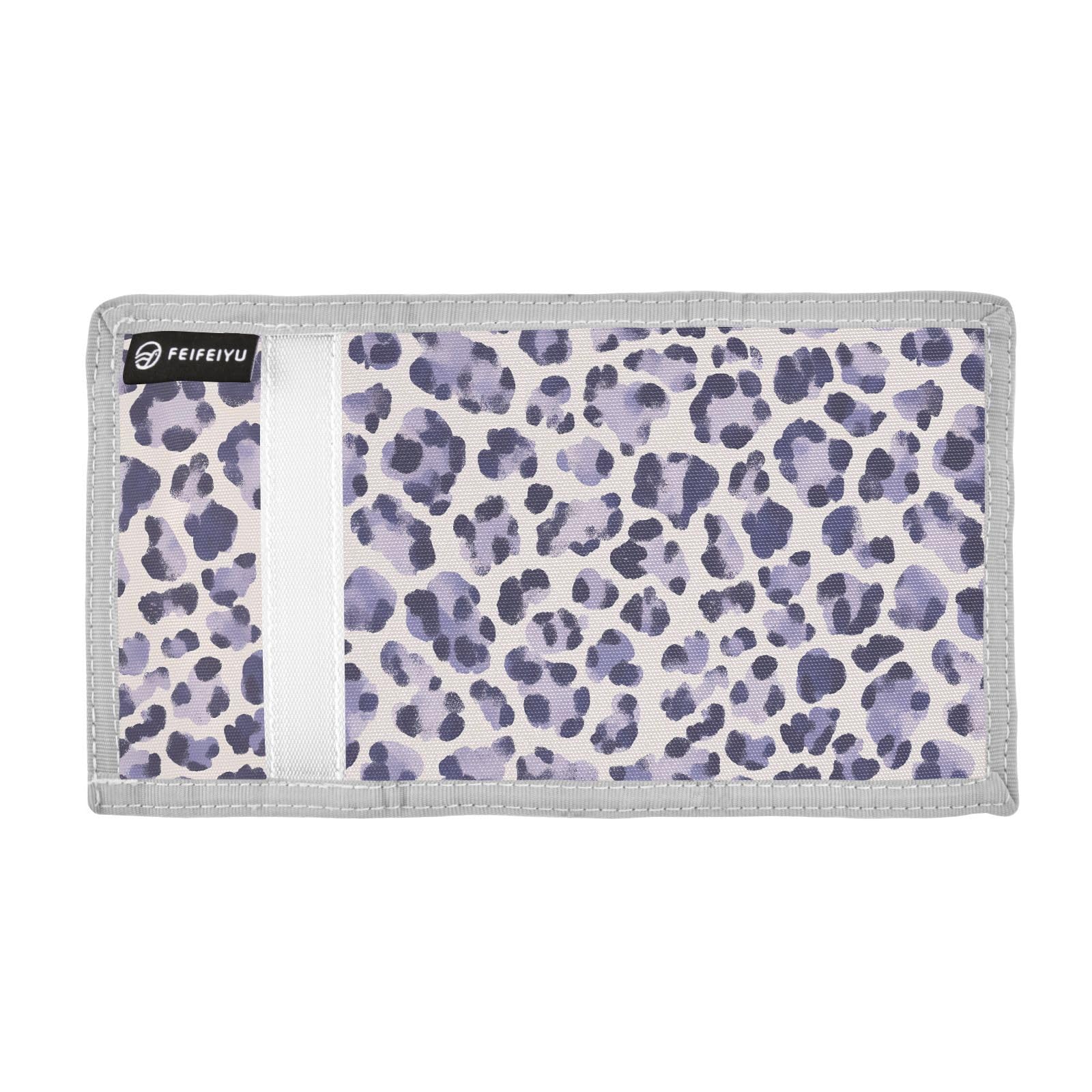 zyrtty Kids Wallets for Boys Girls Ages 4-18 Trifold, Leopard Print Purple Pattern Wallet with Zippered Coin Pocket and Card Holders, Novelty Wallet for Childrens Birthday Gifts