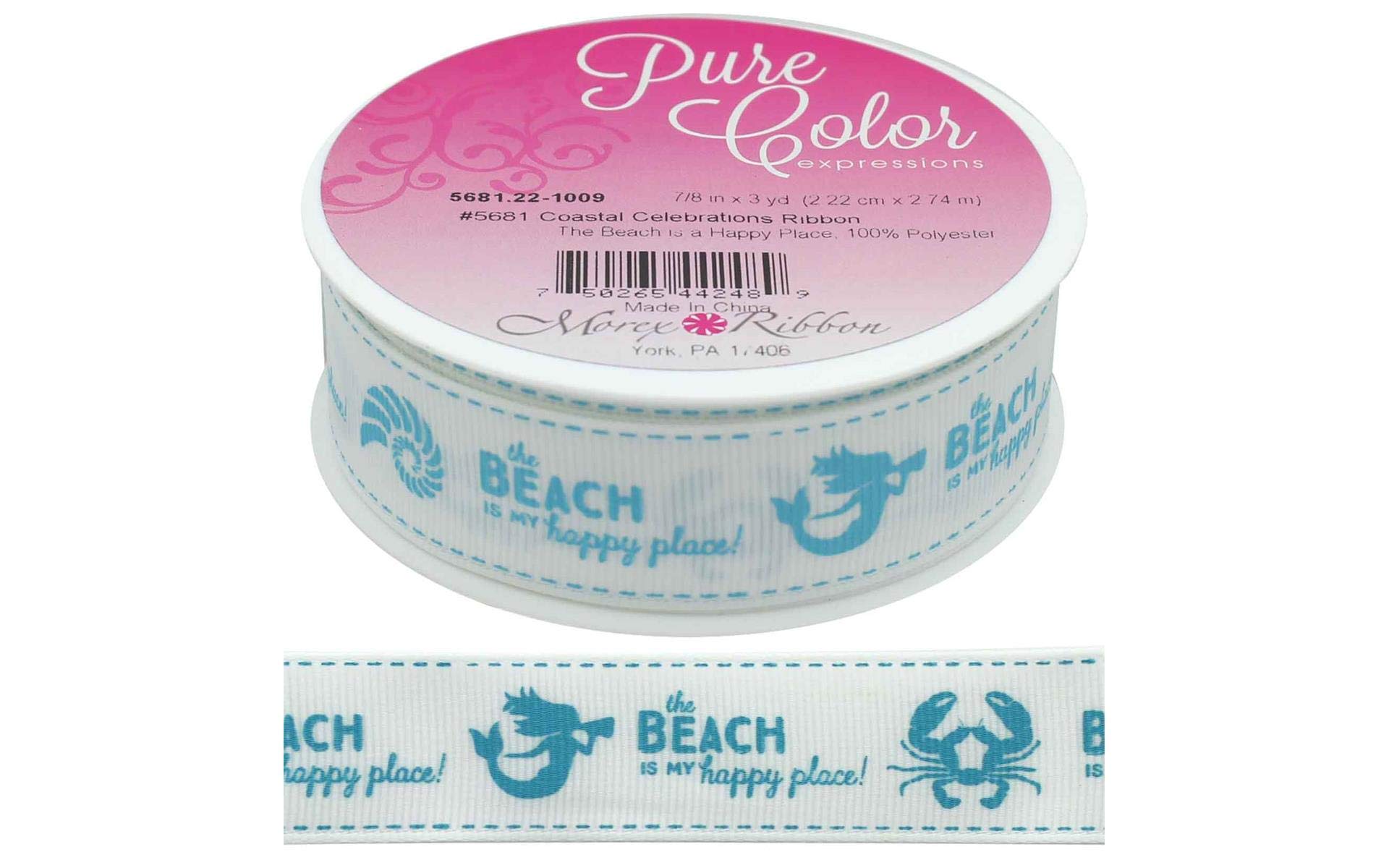 Morex Ribbon Coastal Celebrat 7/8"x3yd Happy Place
