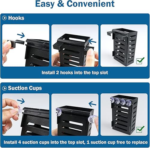 Miniatura 3 de Soporte para plantas de acuario, 4 macetas colgantes para plantas acuáticas con 24 ganchos y 20 ventosas para macetas de acuario y decoraciones de