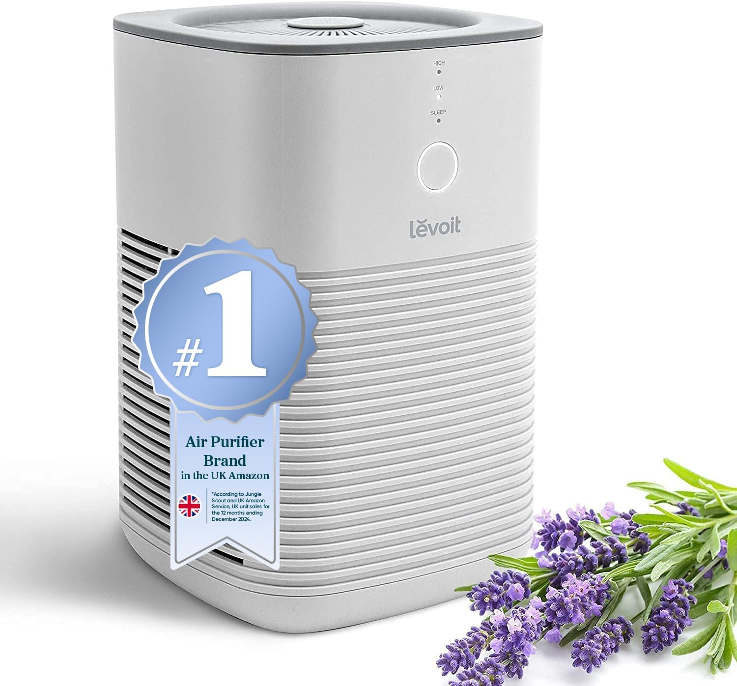 Air Purifier for Bedroom Home, Dual HEPA Filters with Aromatherapy Diffuser, Quiet Sleep Mode, Air Cleaner for Smoke, Allergies, Pet Dander, 100% Ozone Free, LV-H128, Gray