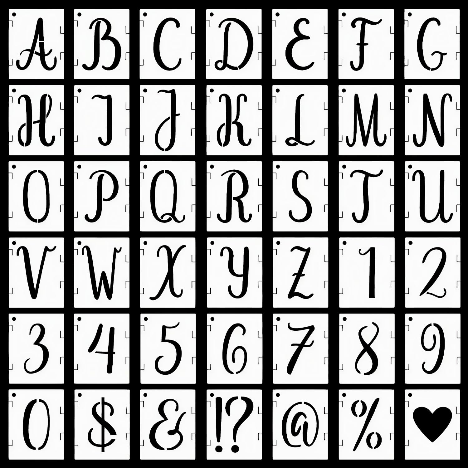 2 Inch Letter Stencils, 42 Pcs Letter and Number Stencils Reusable Alphabet Templates for Painting on Wood Wall Fabric Rock Chalkboard DIY Art โ image 1
