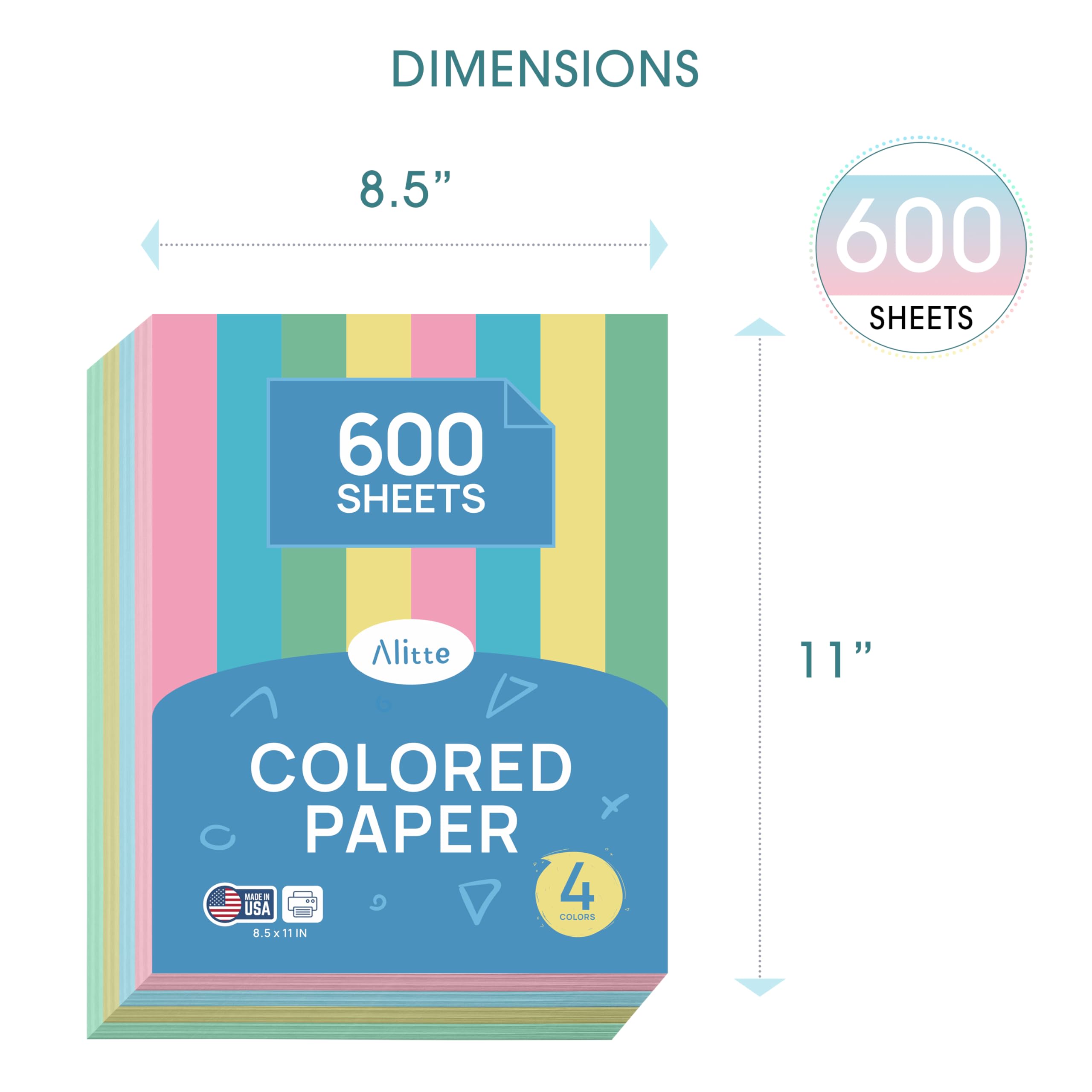 Papel de color, 8.5 x 11 pulgadas, 24 libras/89 g/m², surtido de 25 colores "Spectrum", paquete de 3 a 600 hojas
