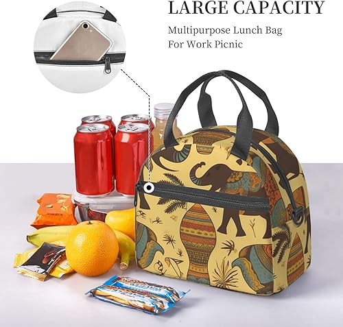 Miniatura 7 de DEHIWI Bolsa de almuerzo con diseño de elefante africano para mujeres y hombres, reutilizable, aislada, para el trabajo, picnic, viajes