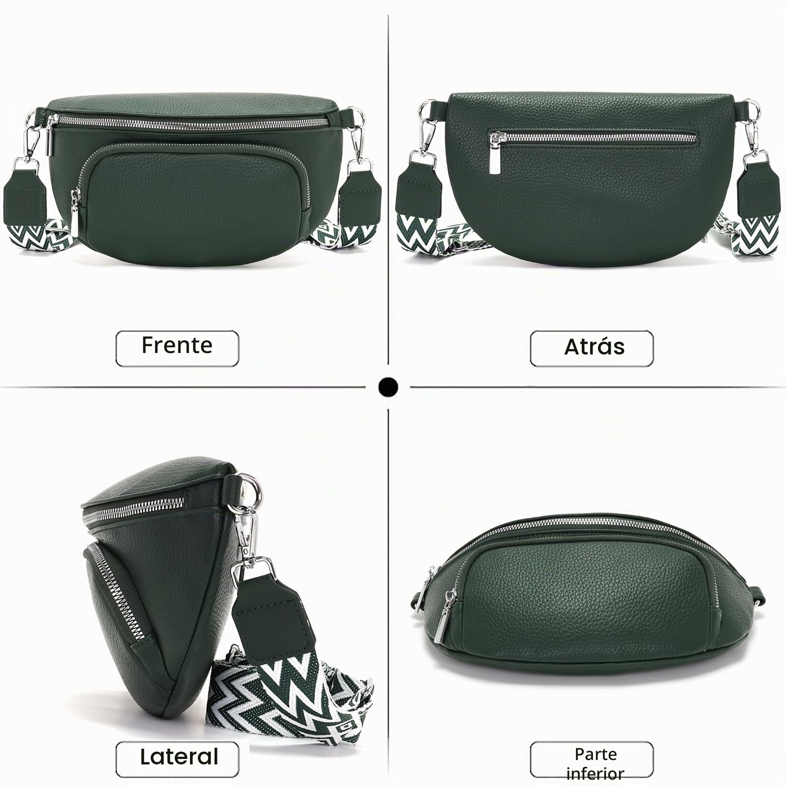 Rorimyth Riñonera Mujer Verde Oscuro Bolso Cintura Mujer Bolso Bandolera