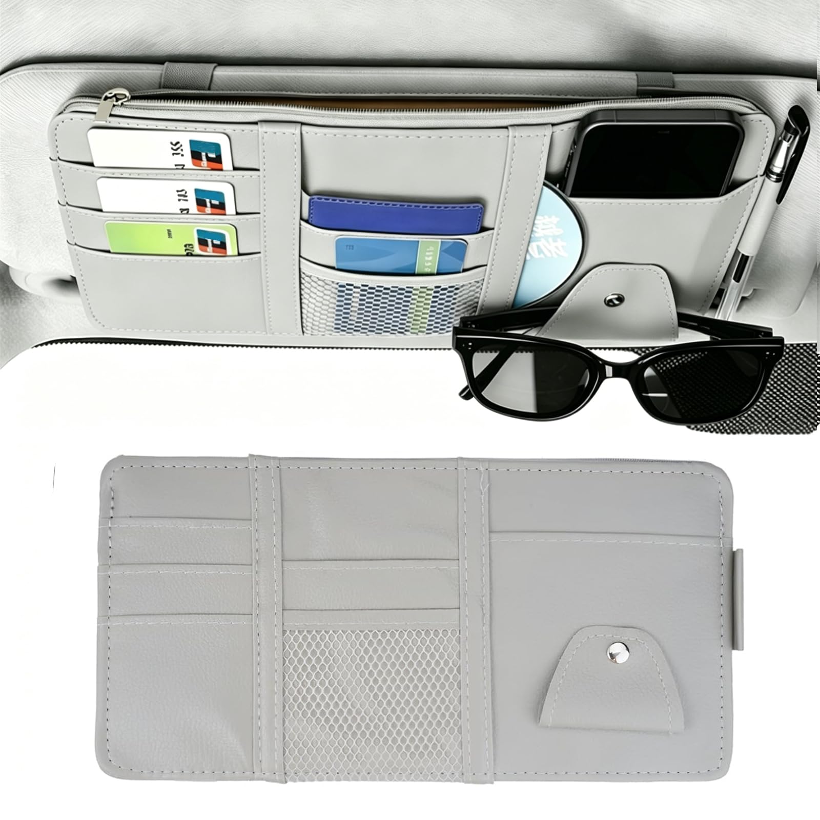 JIAHAI Sunglasses Holder for Car for Audi Q3 Sportback F3 I 2019-2024, Car Glasses Holder, Magnetic Sunglasses Holders for Car Visor, Eyeglasses Hanger Ticket Card Clip