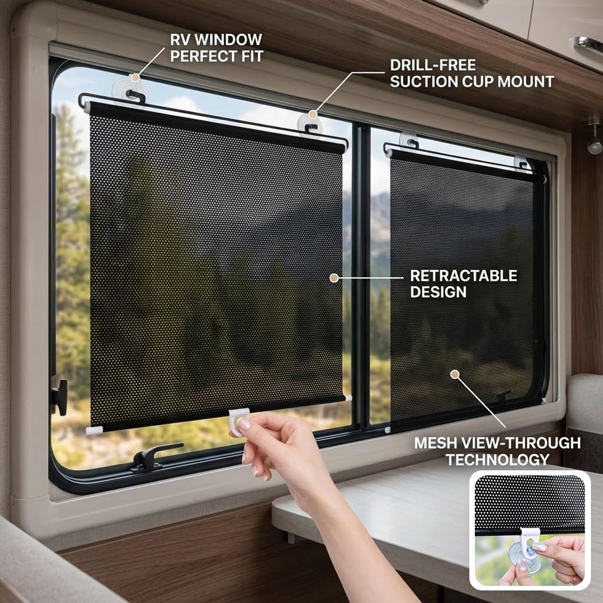 Tende a Rullo Oscurante Senza Foratura Tende Avvolgibile con Ventose | Tendine Parasole Temporanee Protezione Uv Privacy per Finestre Casa Auto(75x180cm(29x71"))