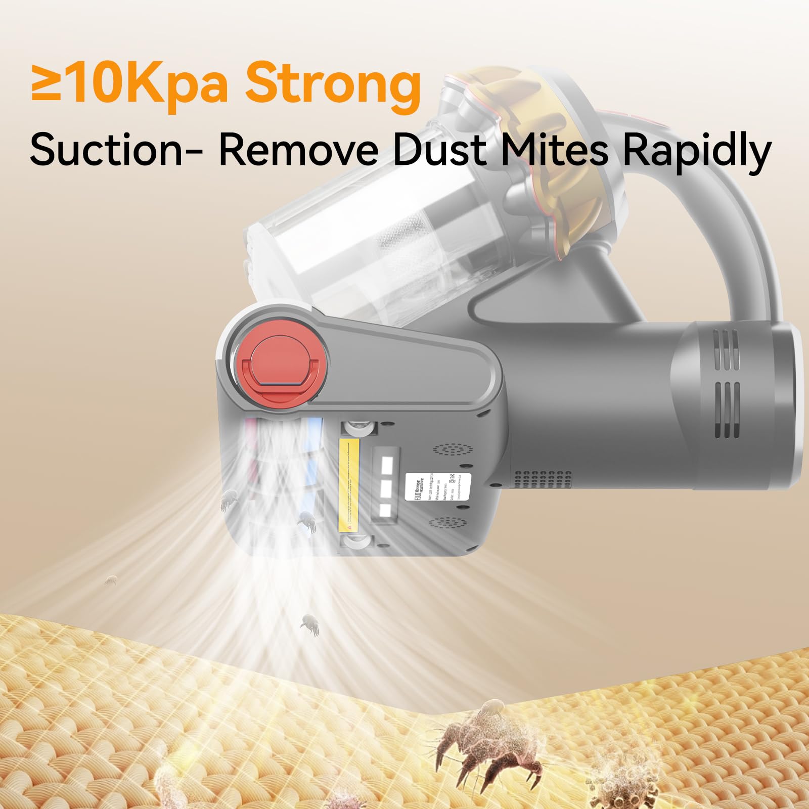 E.LUO Cordless Stick Vacuum Cleaner 250W/26KPA – 55 Min Runtime, Touch Screen, For Hard Floors & Carpets - View #6