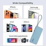 NOBIS 10000mAh Power Bank 25W Portable Charger Built-in USB-C Cable | Fast Charging, Type-C in&Out and USB-A Output, Compatible with Phones, Tablets etc