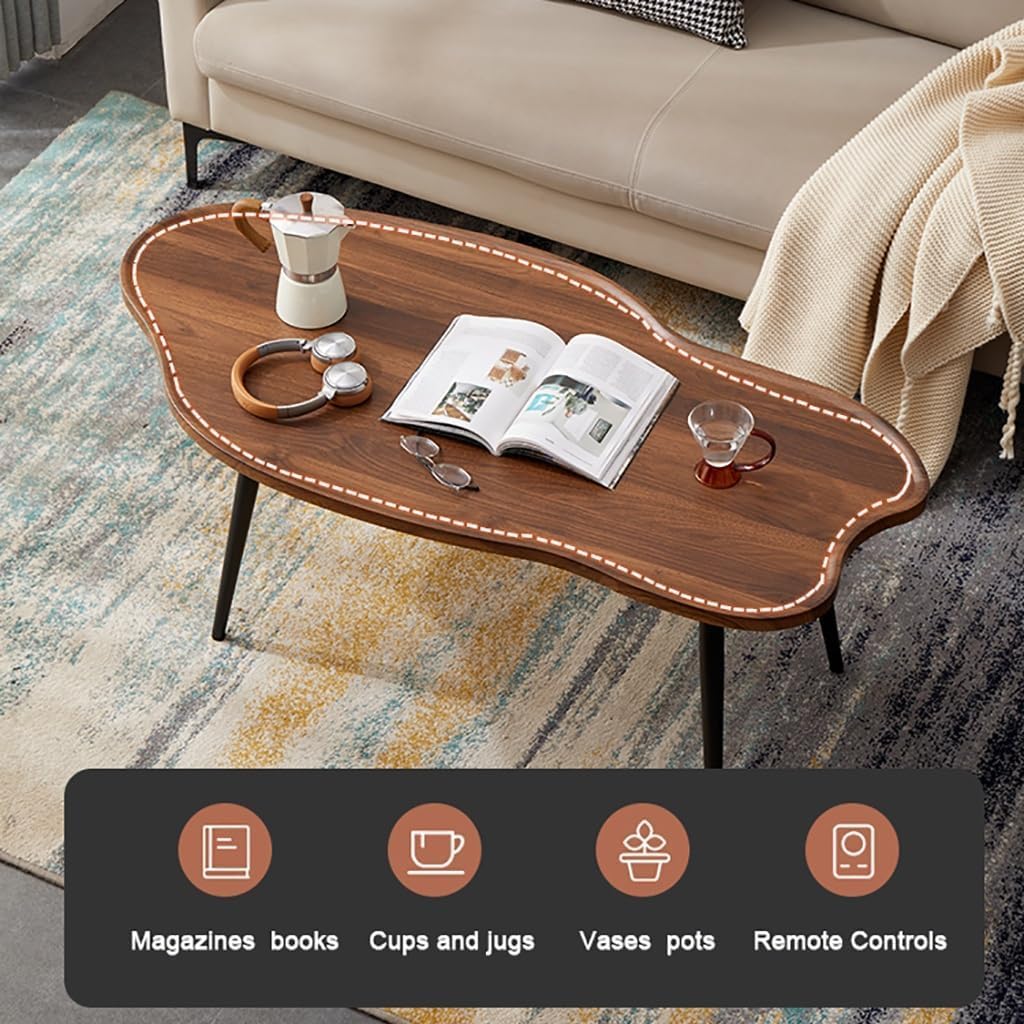 Aimery Office End Table Living Room Tables Sofa Side Table, Cloud Shape Coffee Table, Household Small Iron Bracket Living Room Sitting On The Floor Low Table (Color : A, Size : 100X60X38CM)