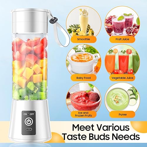 Miniatura 2 de Personal Blender for Shakes and Smoothies - 2025 New Upgrade Cordless Portable Blender USB Rechargeable, 380Ml BAP Free Juice Cup, 6 Blades Freshly