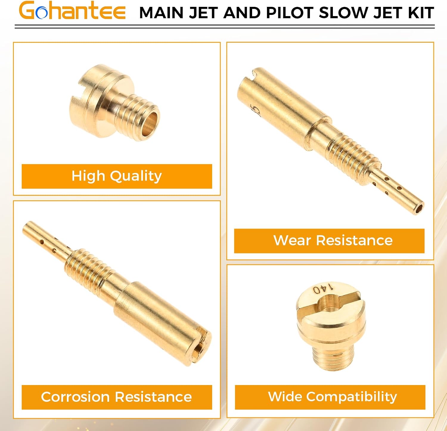 Gohantee 30Pcs Carburetor Main Jet and Pilot Slow Jet Kit, Including 20Pcs Main Jet and 10Pcs Slow Pilot Jet, Replacement for Mikuni Carburetor Large Round N100.604 & VM28/486, Compatible with Suzuki