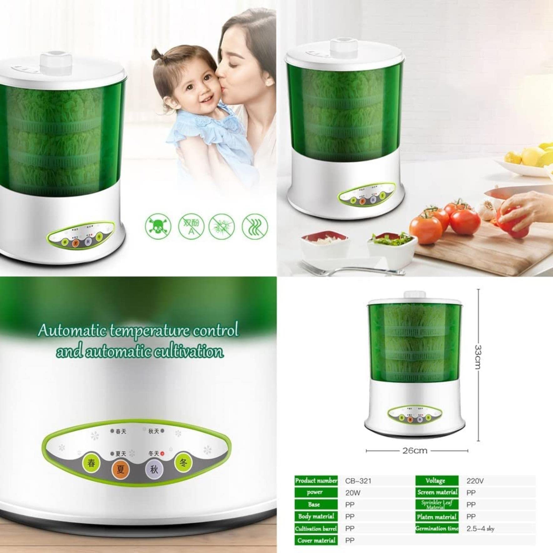 Germinateur, Germinateur Automatique, Système D'arrosage À 360 °, Kit De Germinateur De Semences pour La Maison, Germinateur De Semences Électronique, pour La Germination