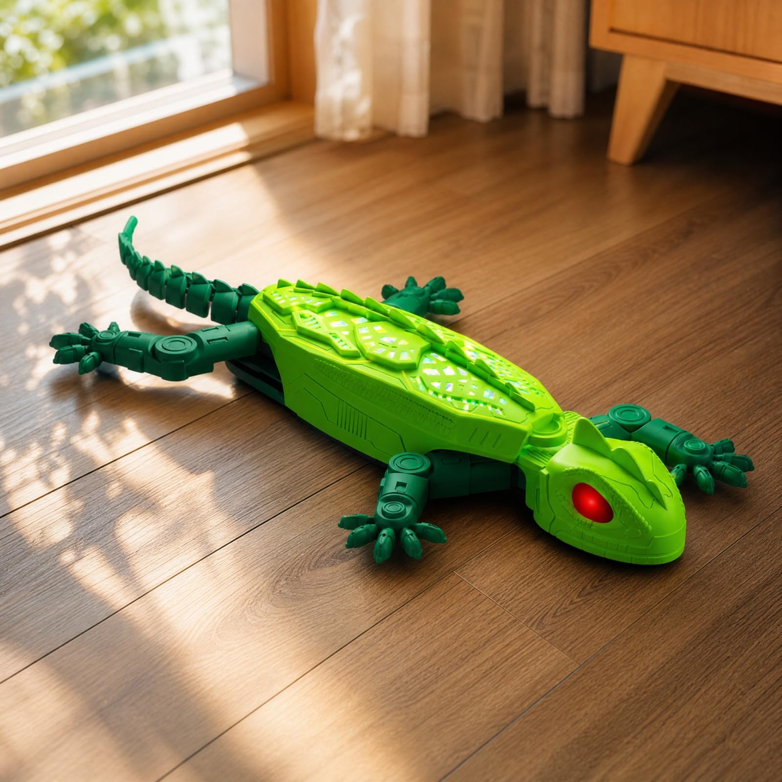 RC Wall Climbing Gecko Toy, Rechargeable Robot Lizard with LED Lights, Low Noise Robotic Gecko with Multiple Light Modes, Interactive Wall Crawler Toy for Kids & Cat Entertainment Gift