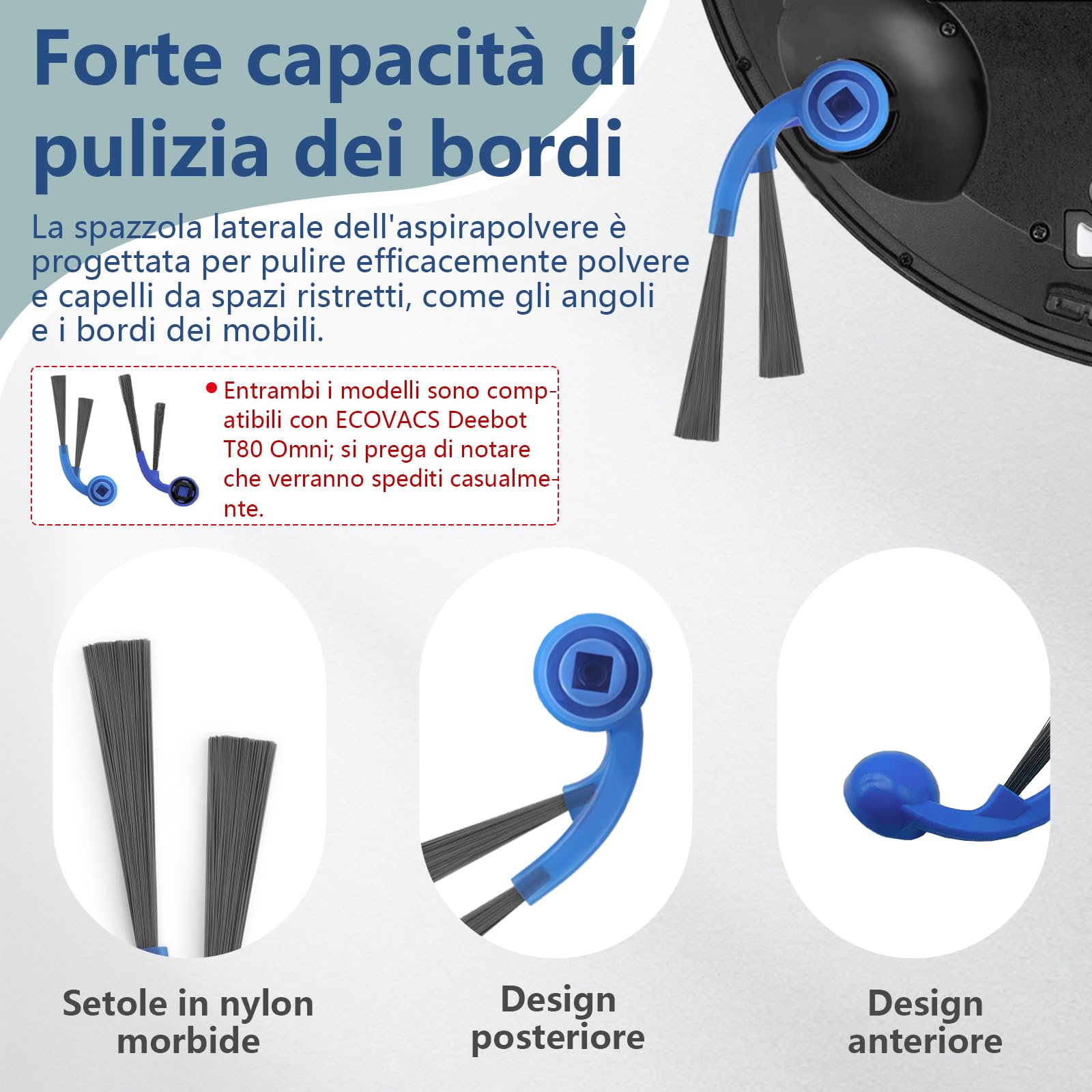 24 pezzi di Accessori per Ecovacs Deebot T80 Omni/T80/X8 Pro Omni/ X8 Omni, 2 Spazzole Principali,2 Rulli di Pulizia Mopp,6 Filtri,6 Sacchi di Polvere,6 Spazzole Laterali,2 Strumenti di Pulizia