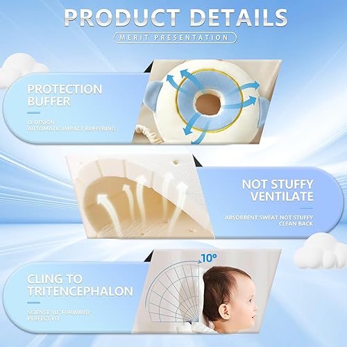 Miniatura 10 de Mochila protectora para la cabeza del bebé, protección ajustable para la cabeza del bebé, mochila de seguridad para bebés de 5 a 24 meses, para