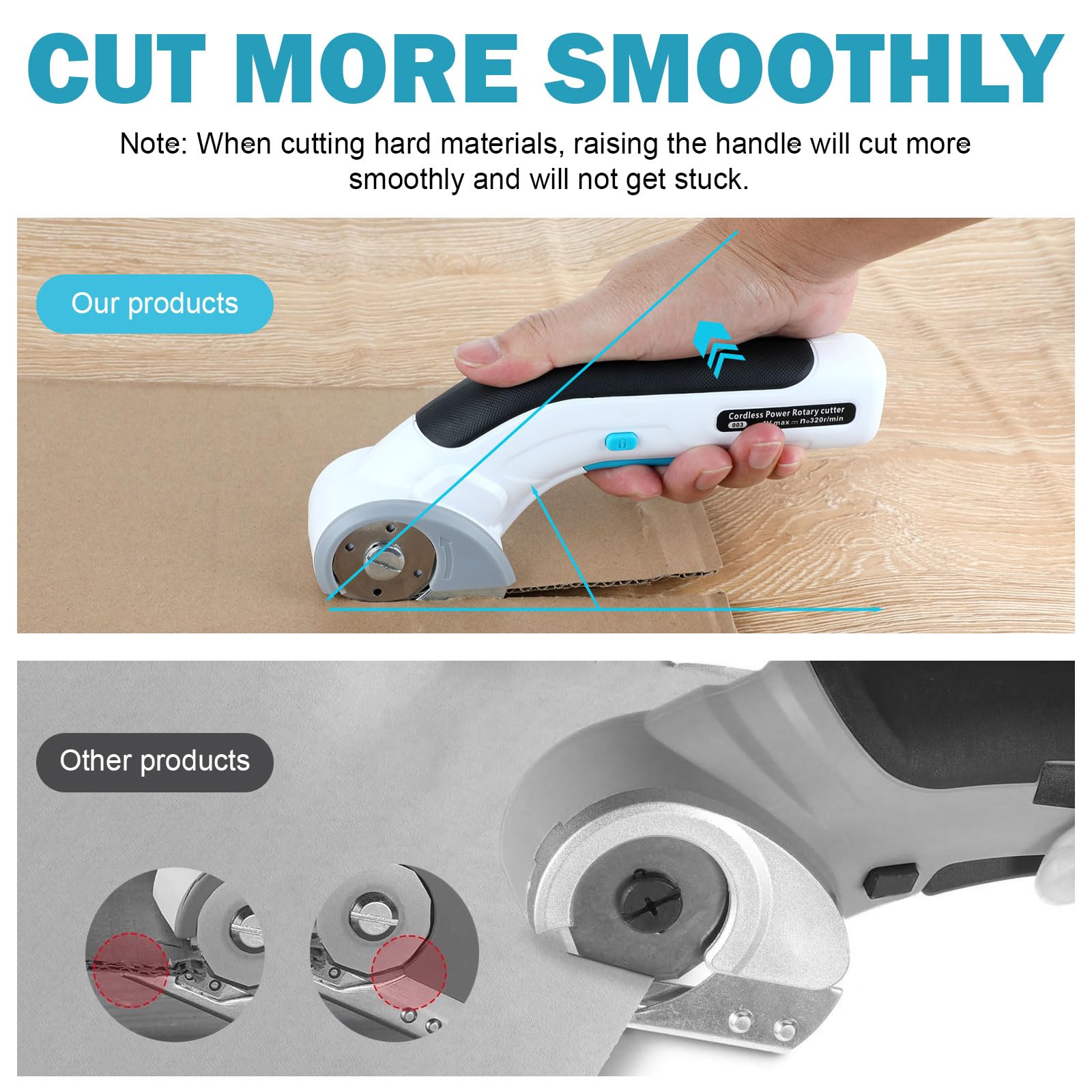 LabTEC Ciseaux électriques sans fil 3,6 V avec 2 lames de coupe et verrou de sécurité, cutter rotatif pour couper le carton, le cuir, les tapis en pot, les plantes en pot, boîte