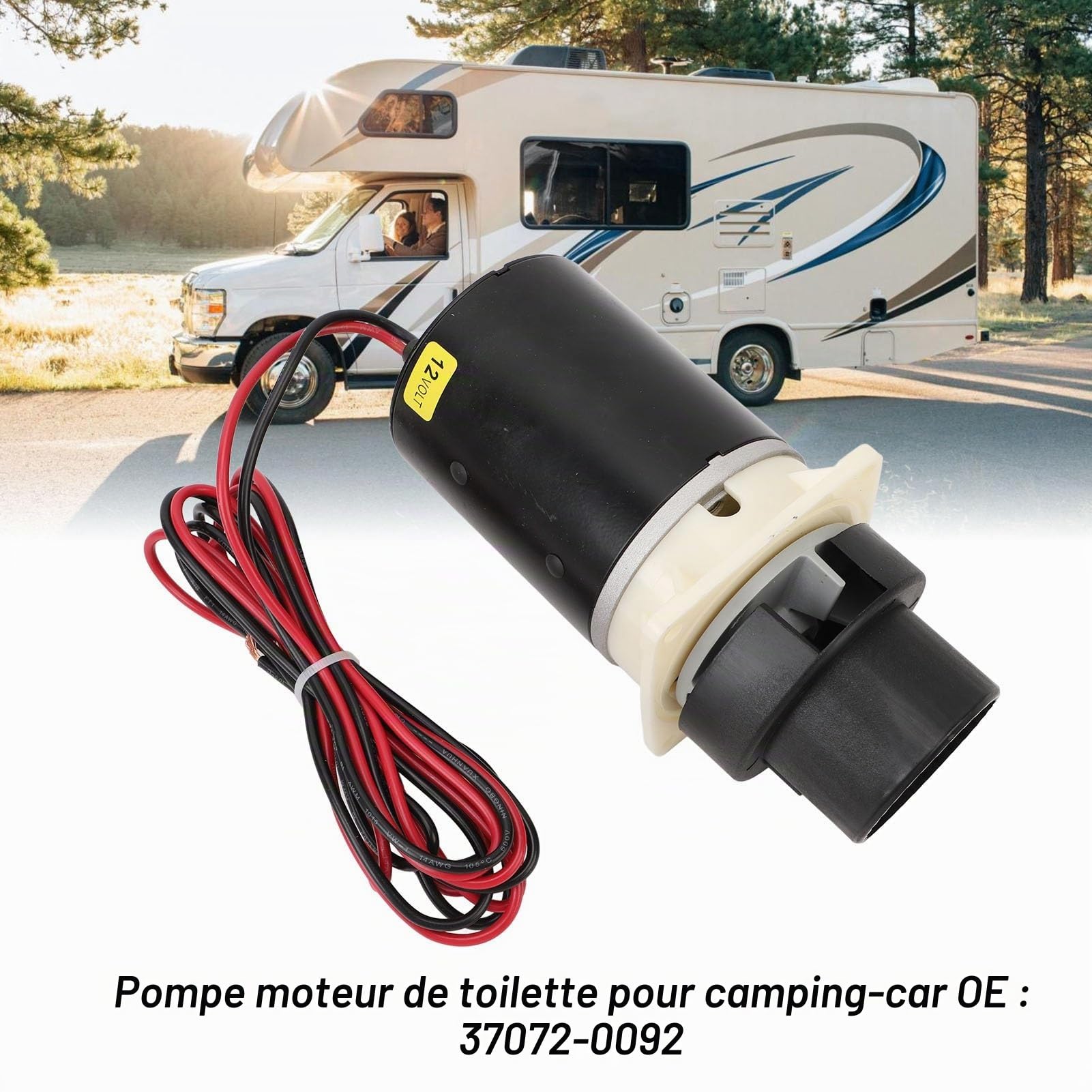 Pompe de Macération RV pour Toilettes à Chasse d'eau Silencieuse Jabsco 37045 37245, Pompe à Eaux Usées Portable 12 V, Pompe à Eaux Usées pour Camping-Car, Bateau, Remorque