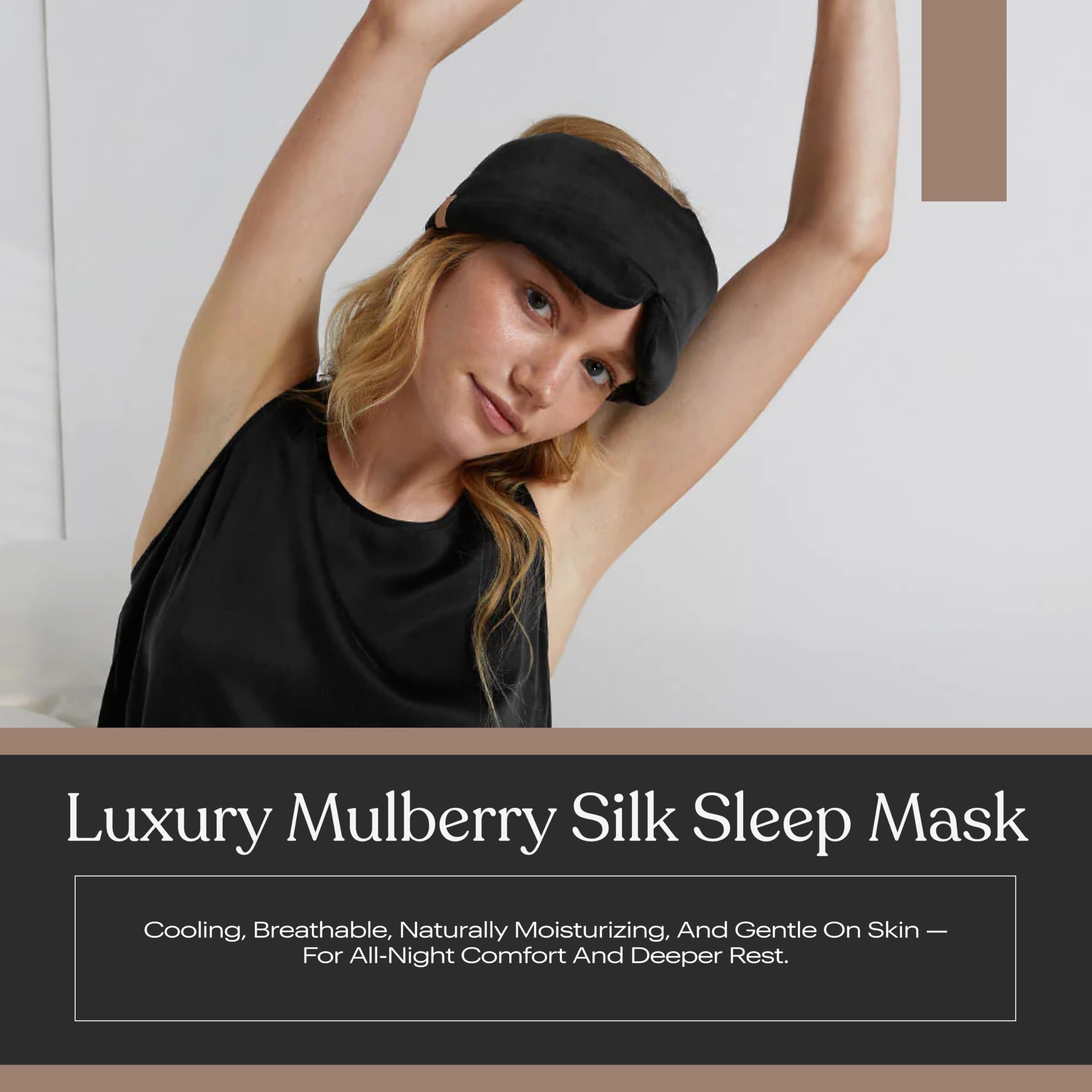 Lunya LUSK7000 - Antifaz de dormir de seda lavable para mujer, color negro inmerso, talla S | Seda lavable