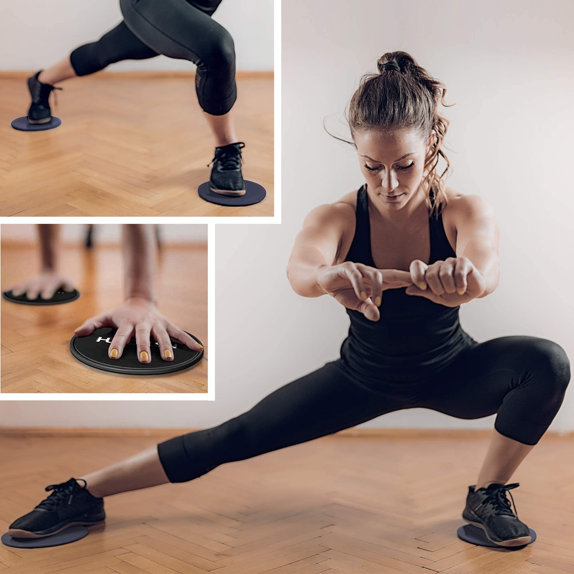 GORILLA SPORTS® Cursori per Esercizi - 2 Pezzi, Moquette e Pavimenti in Legno Duro, Pietra e Sughero, Dual Sided Gliding - Core Sliders, Disco Fitness, Dischi Scorrevoli, Dischi di Scorrimento