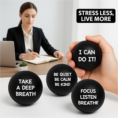 Miniatura 3 de 4 bolas motivacionales para el estrés para adultos, bolas de alivio del estrés con citas inspiradoras para fomentar la motivación del ejercicio de