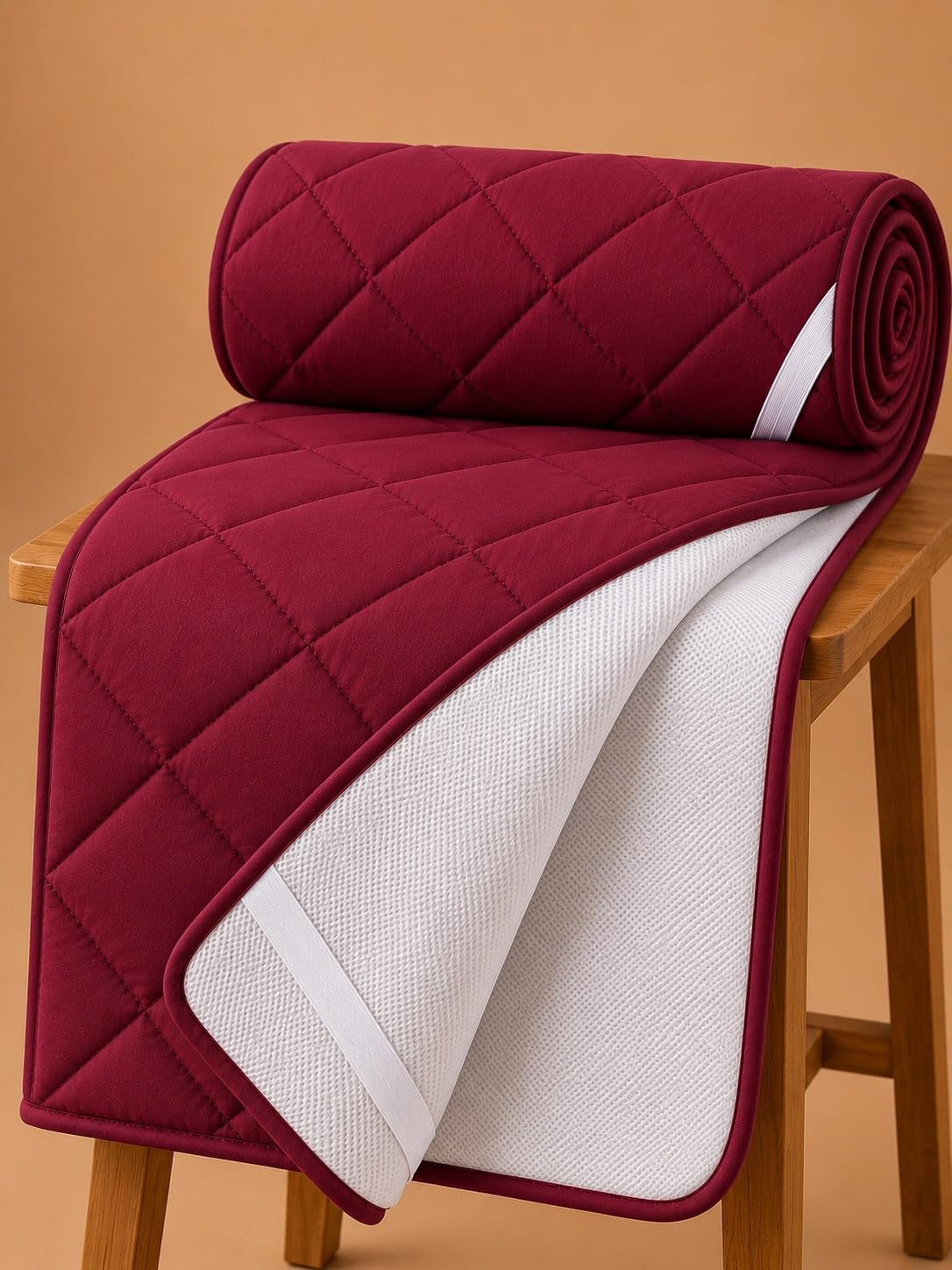 Mattress Protector King Size Waterproof Quilted Mattress Topper Cover with Elastic Corner Straps, Breathable Soft Non-Woven Back, Machine Washable Mattress Pad (72 x 78 Inch,), Meroon-image-31